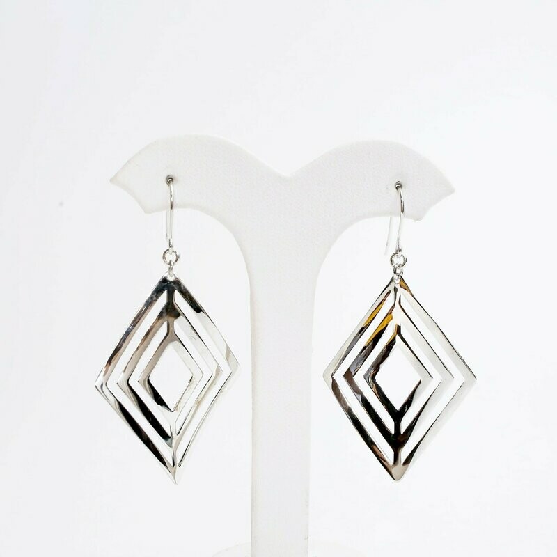 Silver Diamond Drop Earrings