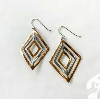 Gold & Silver Diamond Drop Earrings