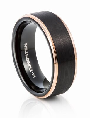 Black and Rose Gold Tungsten Ring - 908