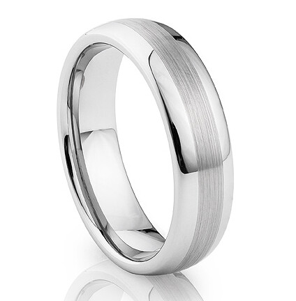 6mm Tungsten Ring with Brushed Centre -  093