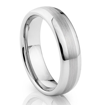 6mm Tungsten Ring with Brushed Centre - 093