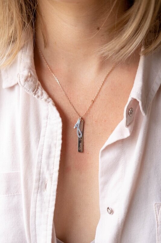 9ct Gold Bar Necklace with Initial