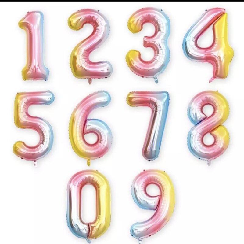 Rainbow number balloons