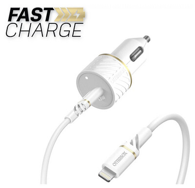 CHARGEUR VOITURE USB-C Otter box avec câble USB Lightning 18W