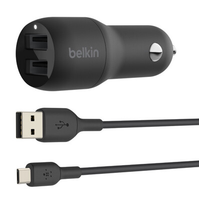 CHARGEUR VOITURE 2xUSB-A Belkin avec câble micro usb 24W