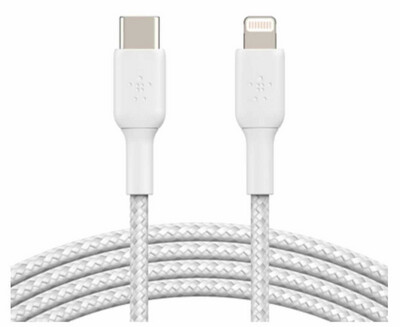 CÂBLE USB-C / LIGHTNING Belkin 2 mètres blanc tressé