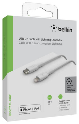 CÂBLE USB-C / LIGHTNING Belkin 1 mètre blanc
