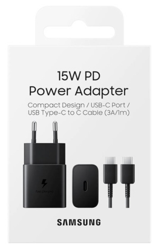 CHARGEUR COMPLET USB-C / USB-C Samsung 15W noir original