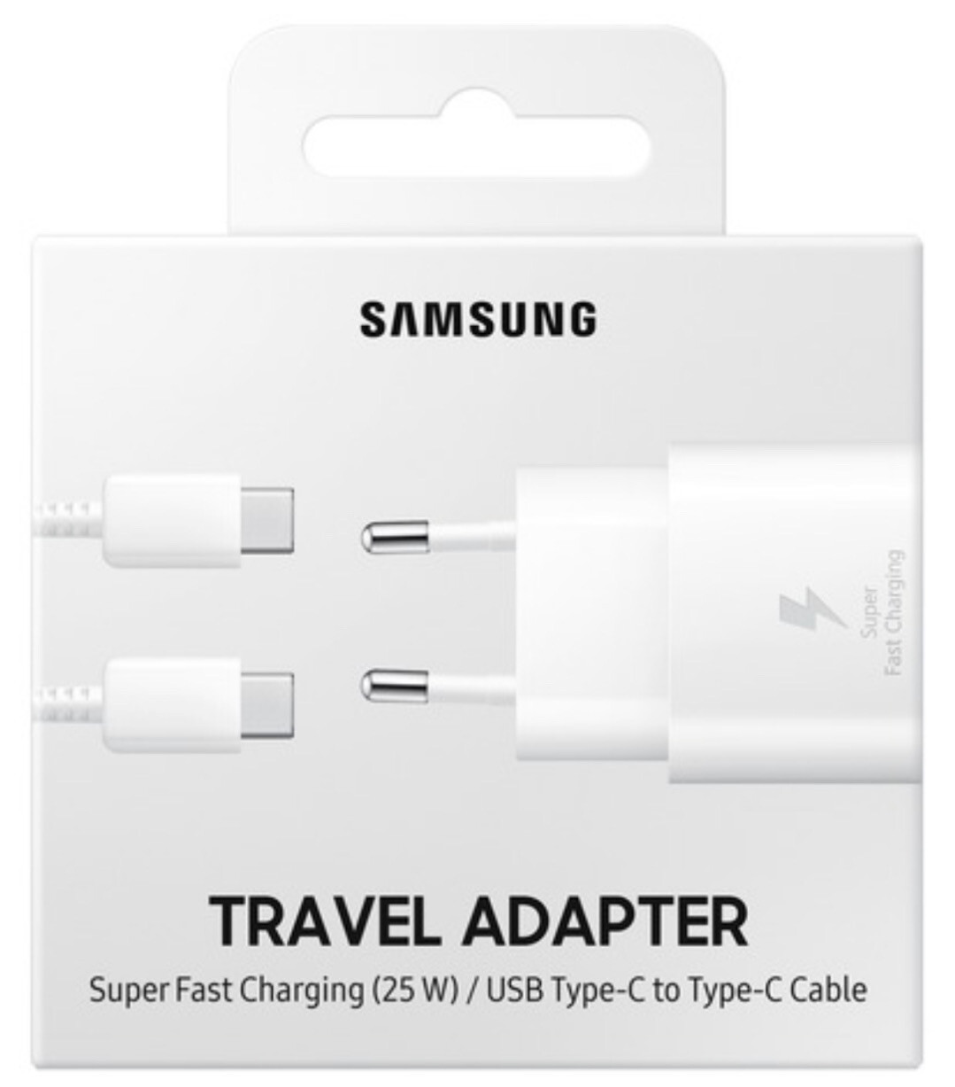 CHARGEUR COMPLET USB-C / USB-C Samsung 25W Blanc original
