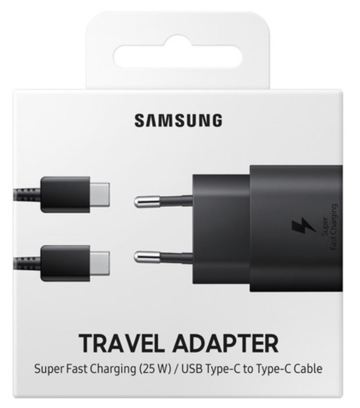 CHARGEUR COMPLET USB-C / USB-C Samsung 25W noir original