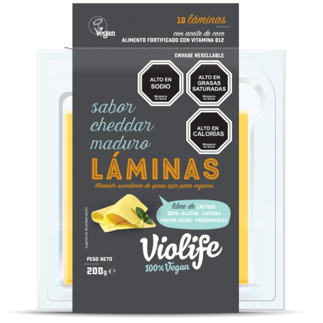 Queso Violife laminado sabor cheddar