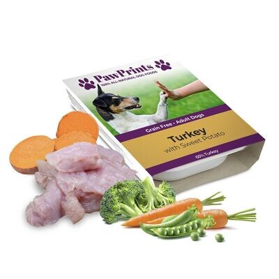 PawPrints Grain Free Turkey & Sweet Potato Wet Food Tray - 395g