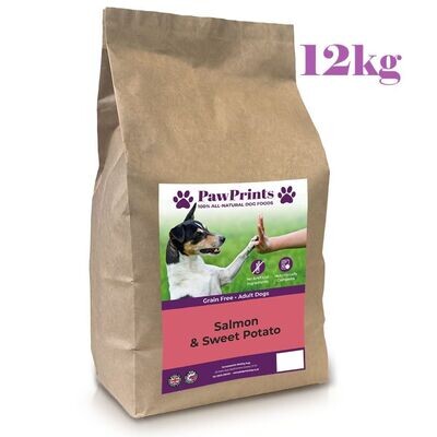 PawPrints Premium Grain Free Salmon & Sweet Potato Dry Dog Food - 12kg bag - Special Order Item