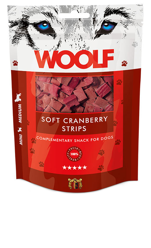 Woolf Soft Cranberry Strips 100g