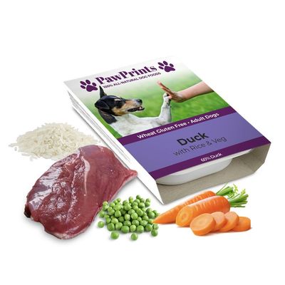 PawPrints Wheat Gluten Free Duck with Rice & Vegetables Wet Food Tray - 395g