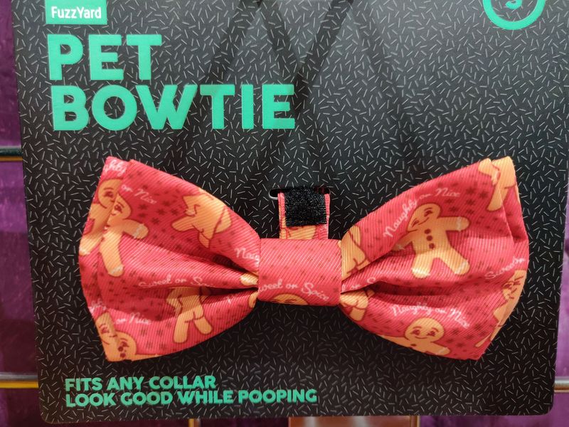 Naughty or Nice Gingerbread Pet Bow Tie - Large Naughty or Nice Gingerbread Pet Bow Tie - Large