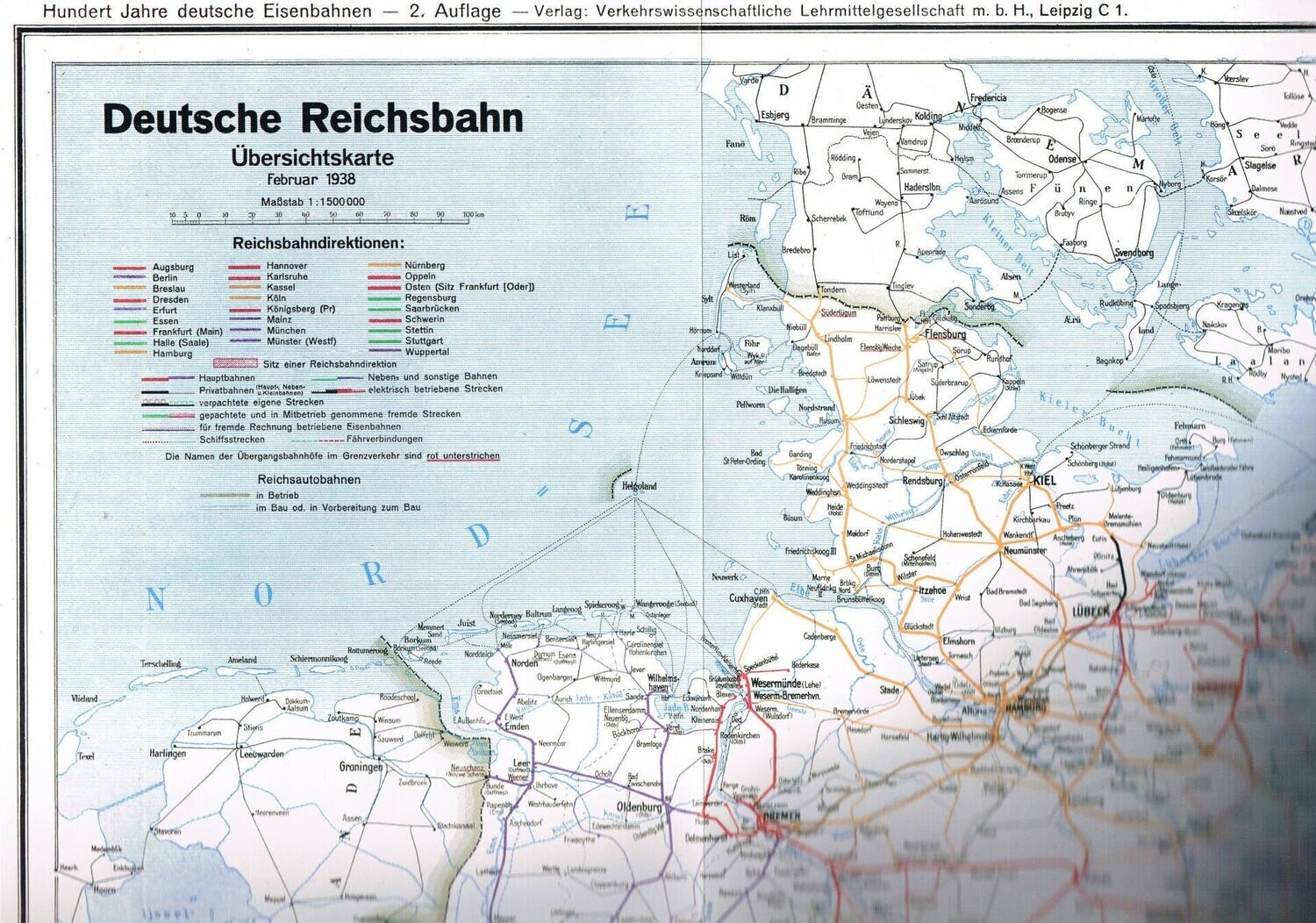Deutsche Reichsbahn Übersichtskarte Februar 1938
