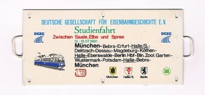 Miniatur-Zuglaufschild DGEG Studienfahrt Zwischen Saale, Elbe und Spree