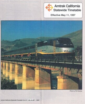 AMTRAK California Statewide Timetable Effective May 11, 1997