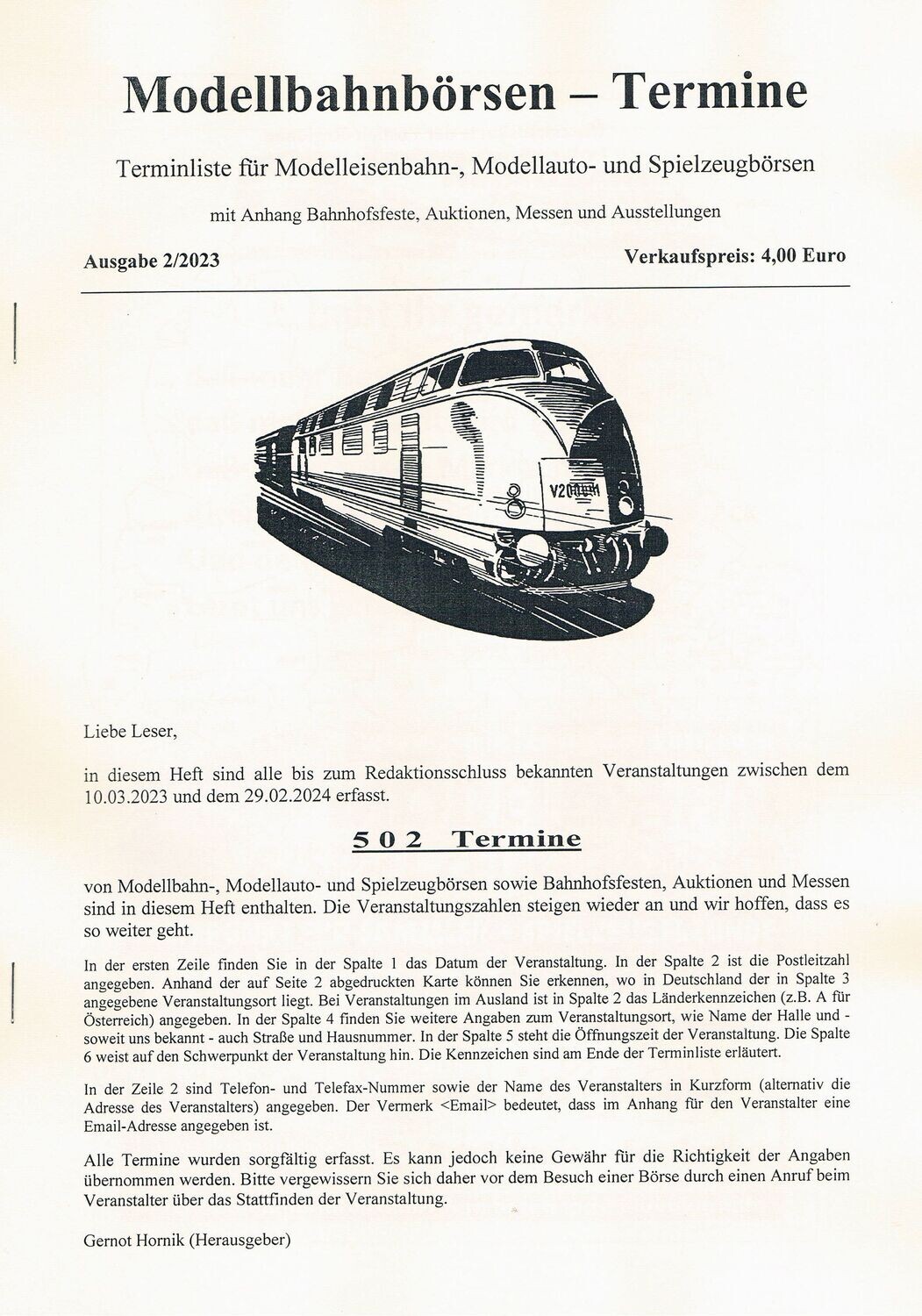 Modellbahnbörsen-Termine Ausgabe 2/2023