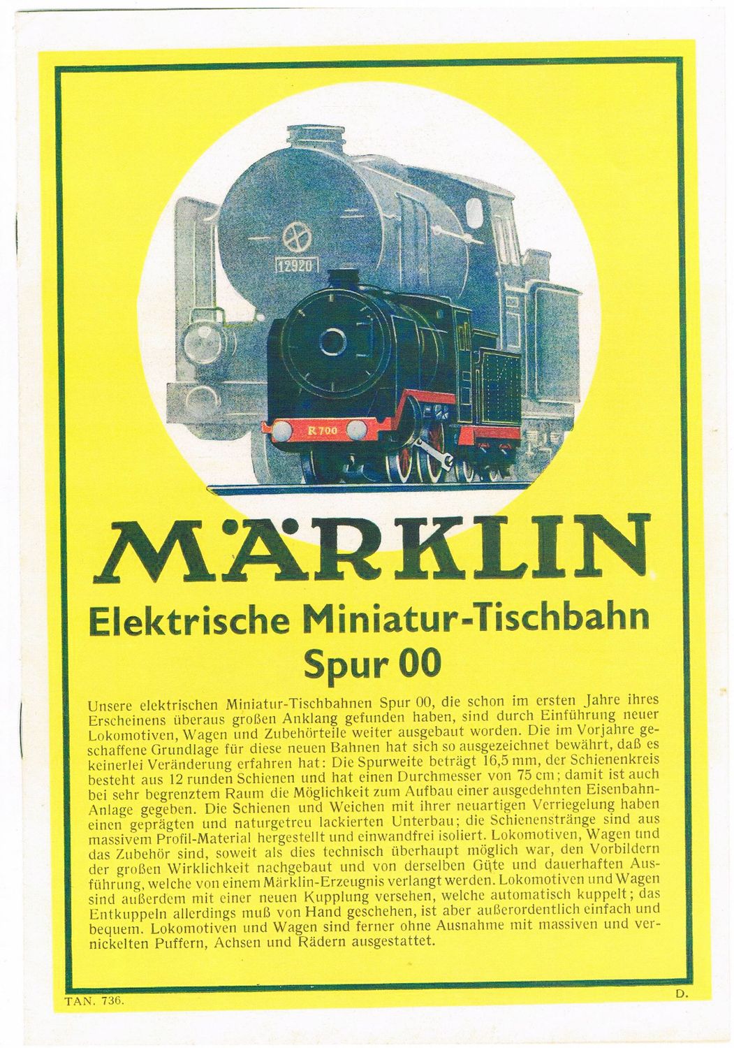 Märklin Katalog Spur 00 1936