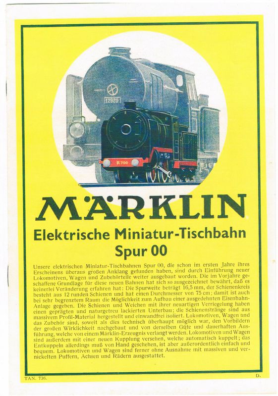 Märklin Katalog Spur 00 1936 Märklin Katalog Spur 00 1936
