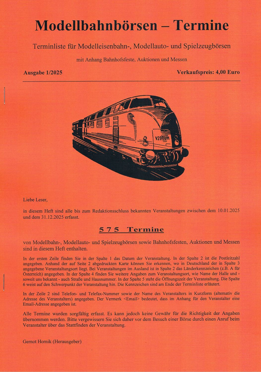 Modellbahnbörsen-Termine Ausgabe 1/2025