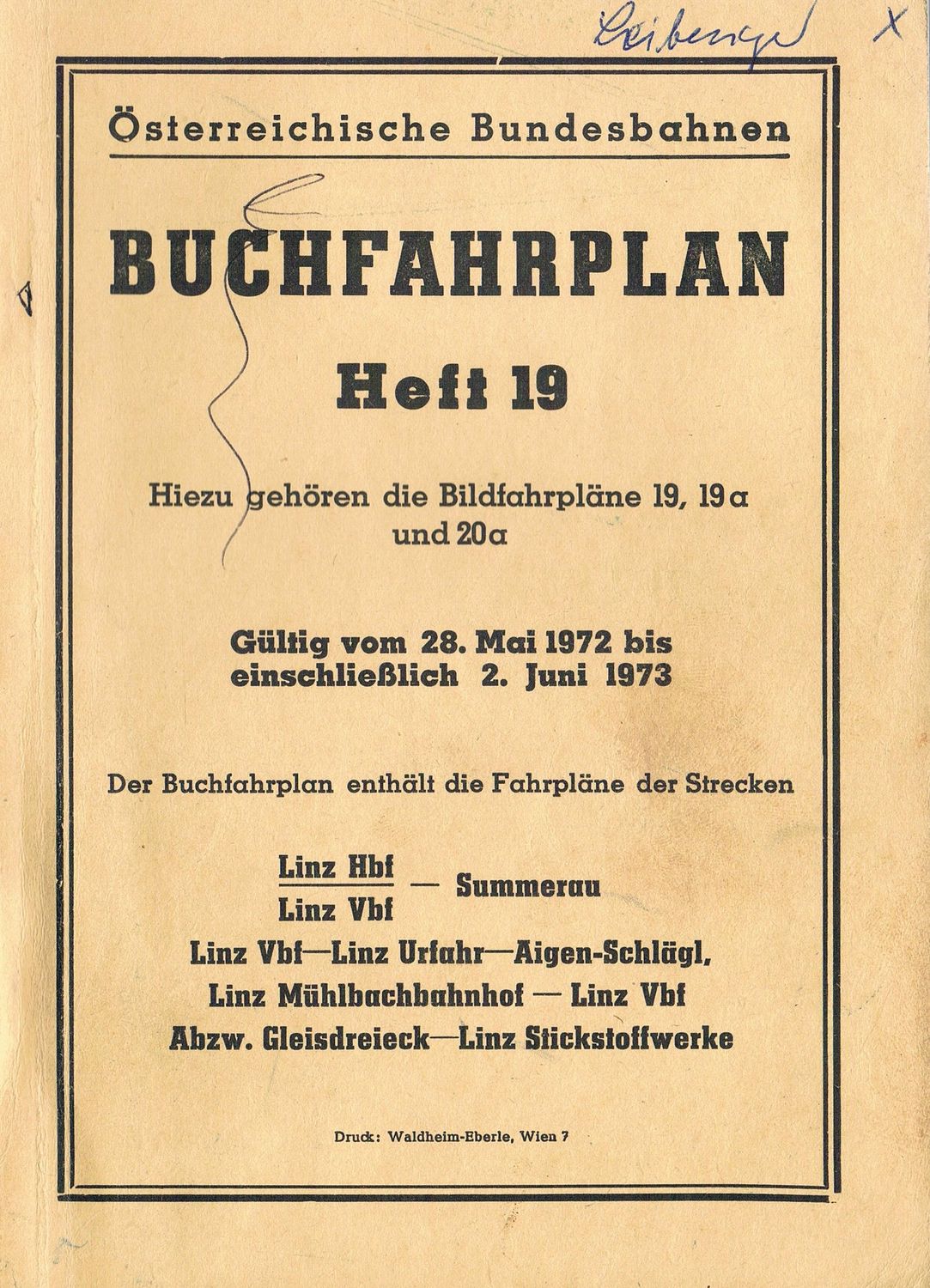 ÖBB Buchfahrplan Heft 19