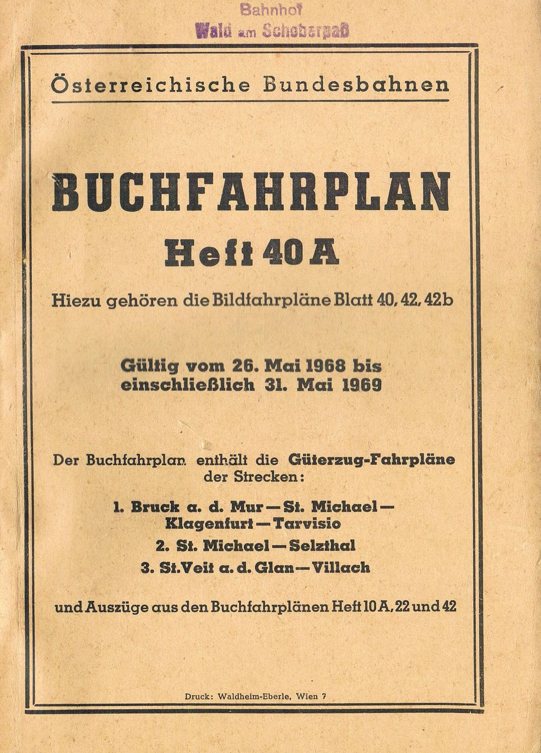 ÖBB Buchfahrplan Heft 40A