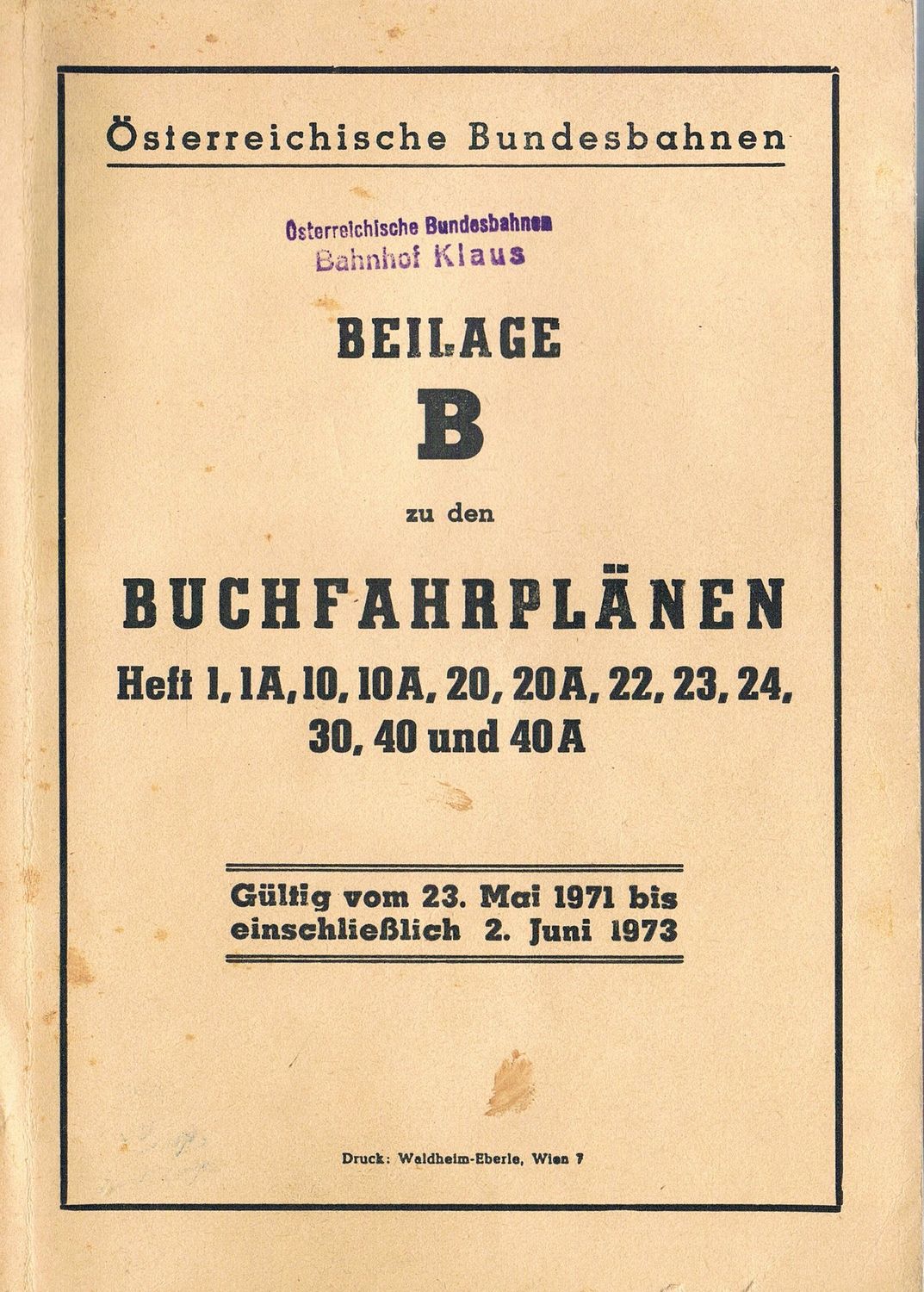 ÖBB Buchfahrplan Beilage B
