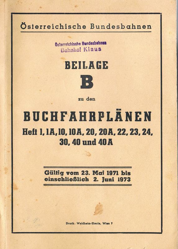 ÖBB Buchfahrplan Beilage B