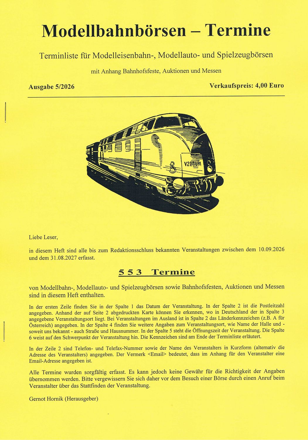 Modellbahnbörsen-Termine Ausgabe 5/2026