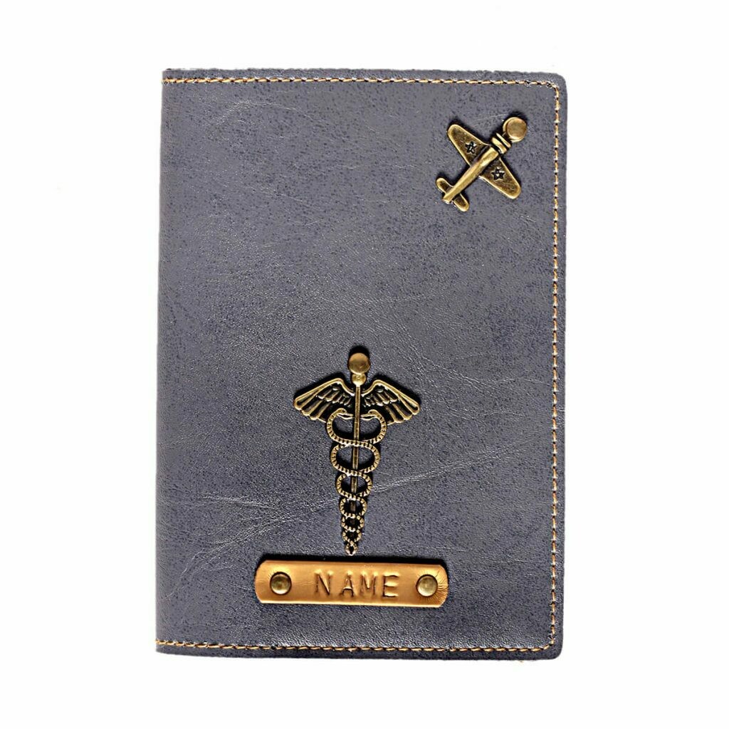 Customized Passport Leather Cover Name & Charm
