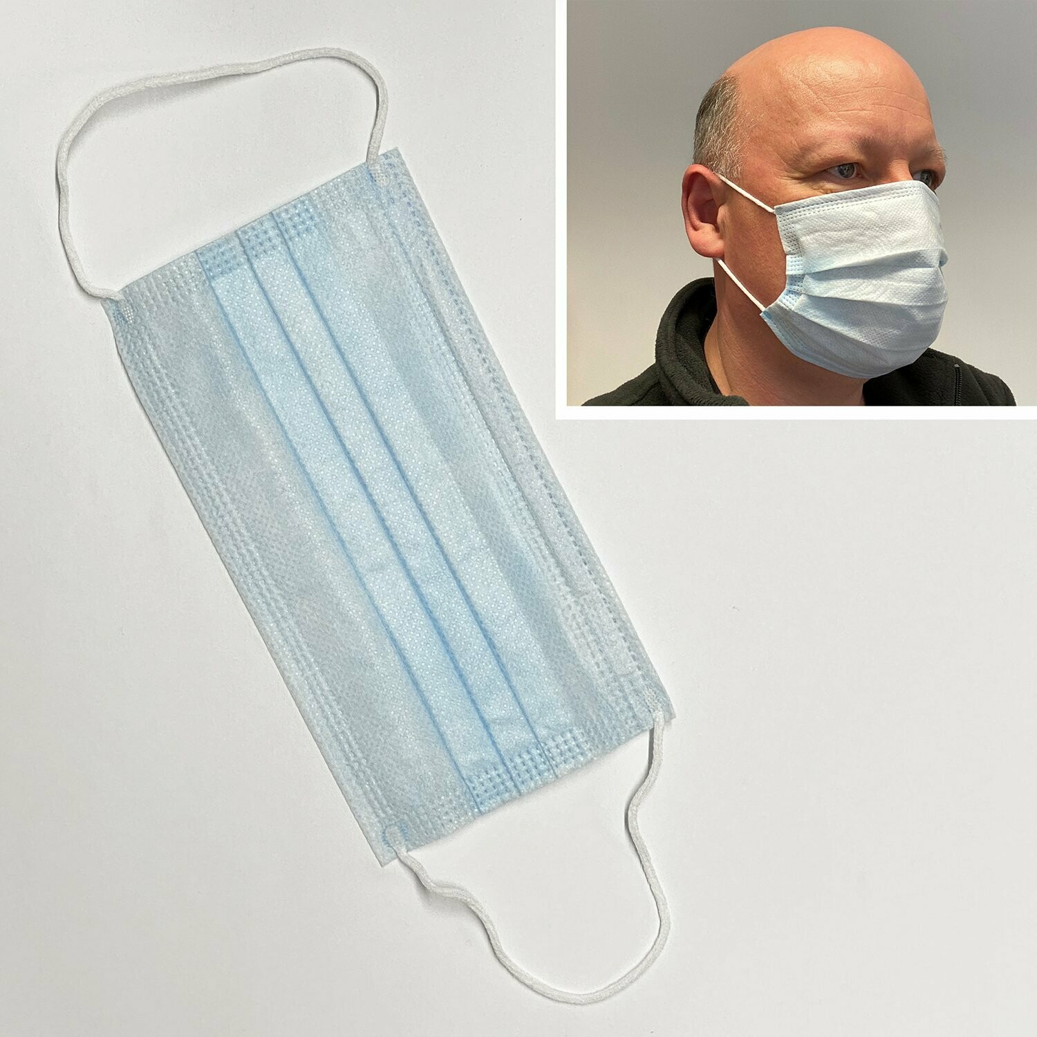 3-layer disposable protective face masks, Choose a pack size:: One disposable mask