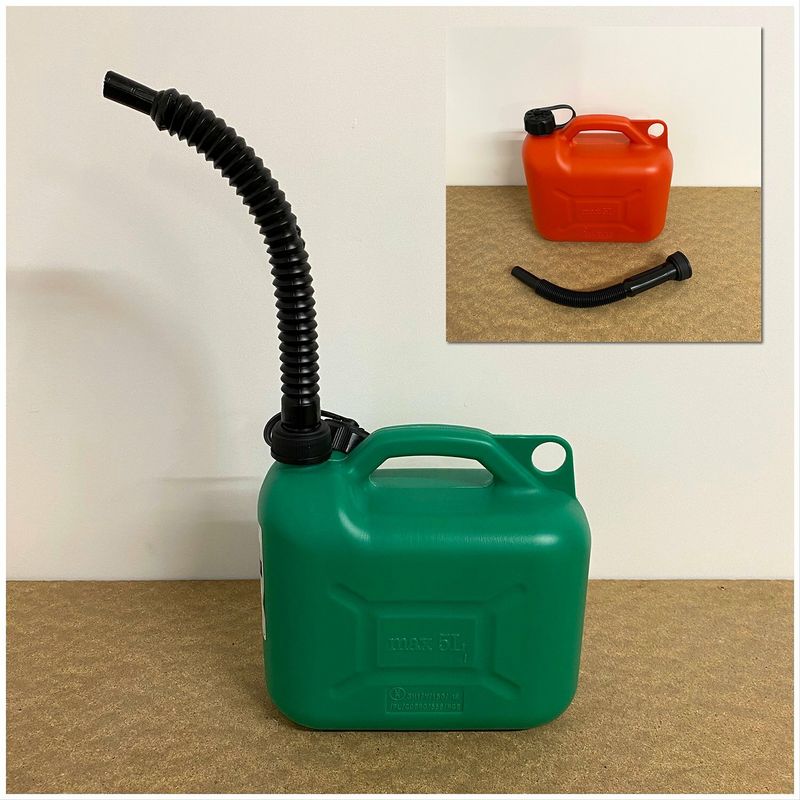 5-ltr plastic fuel can, various colours