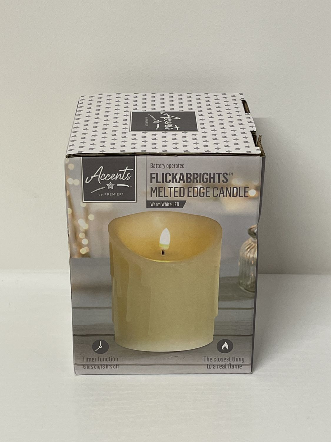 Accents Melted Candle Battery Operated W White 120mm