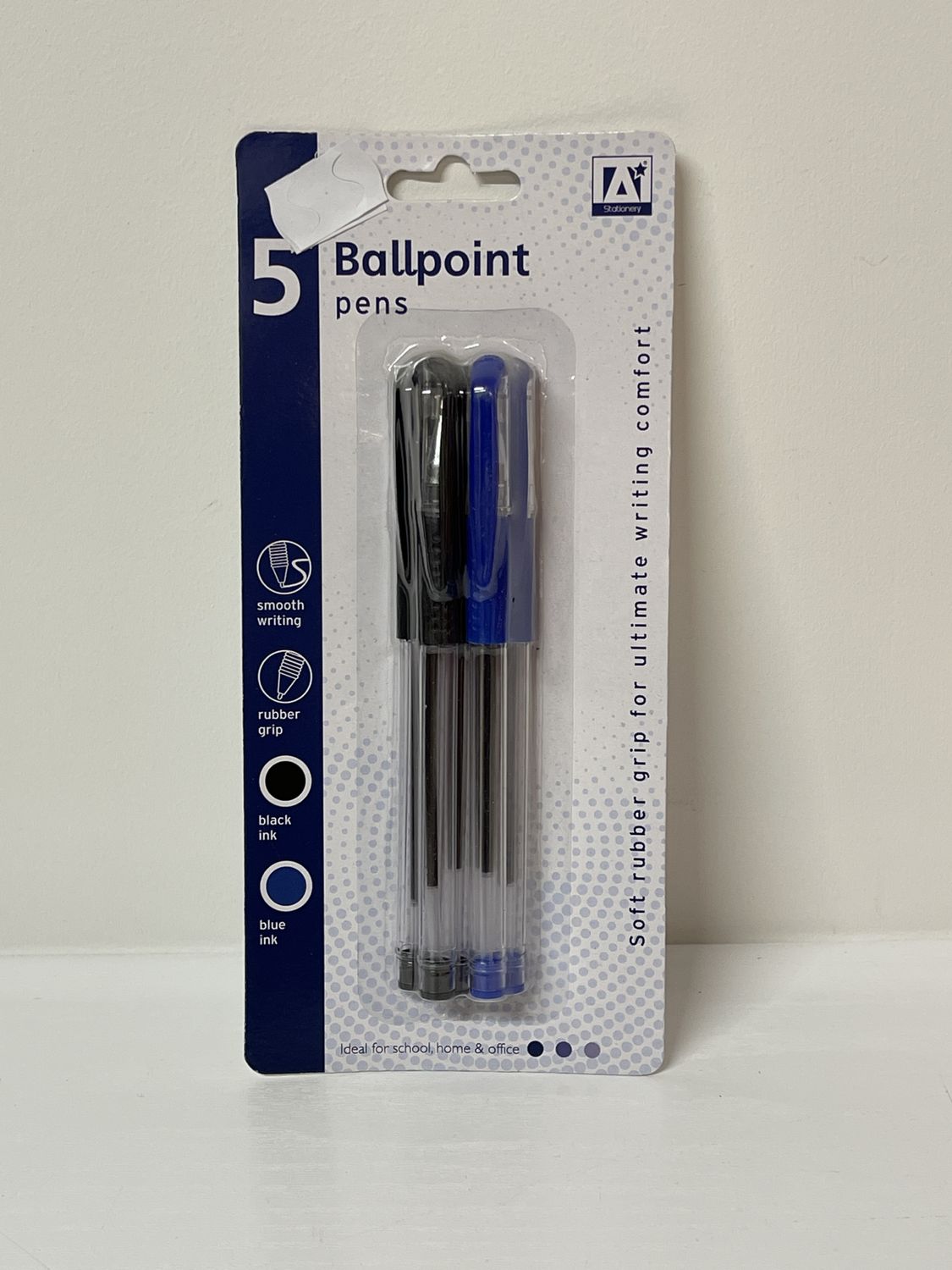 Ball Point Pens Blue + Black Pk5