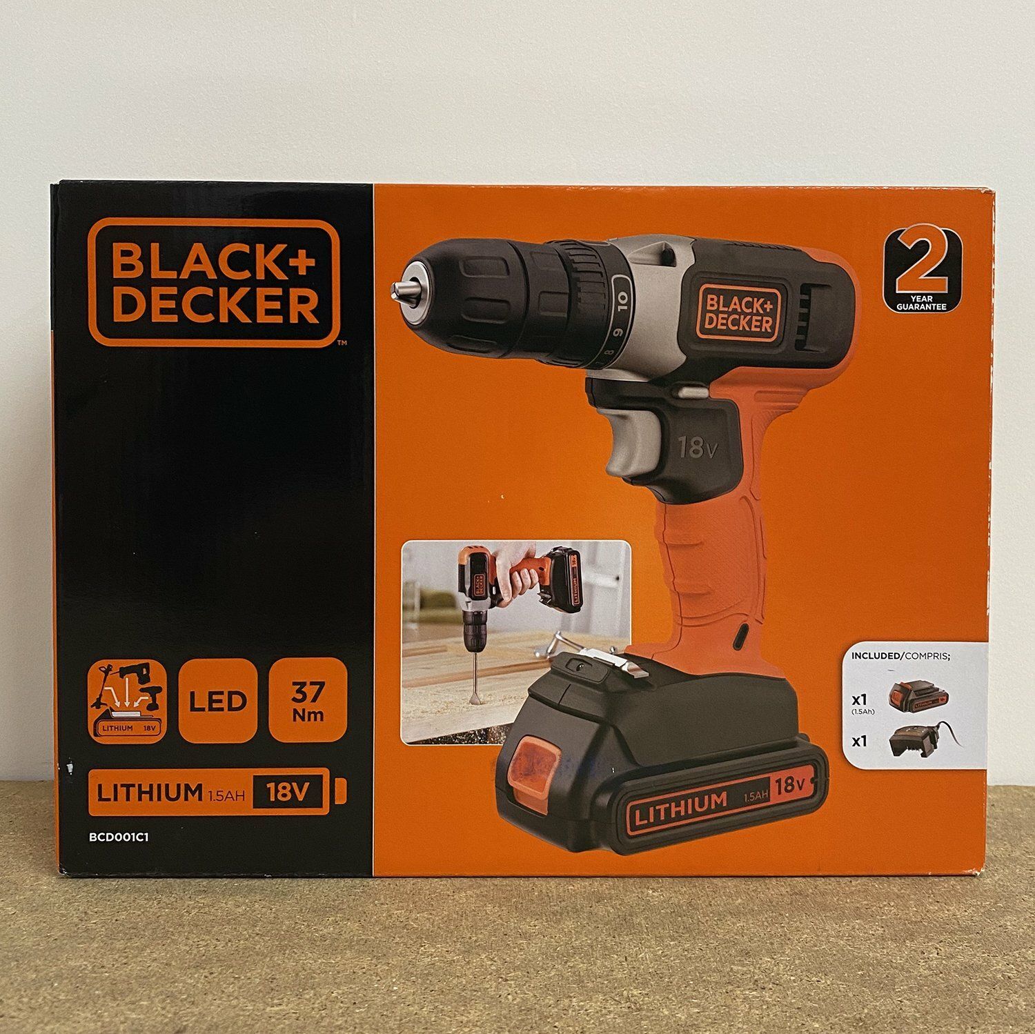 BLACK+DECKER BCD001C1 18V Lithium-ion Drill Driver with 1.5Ah Battery and 400mA Charger