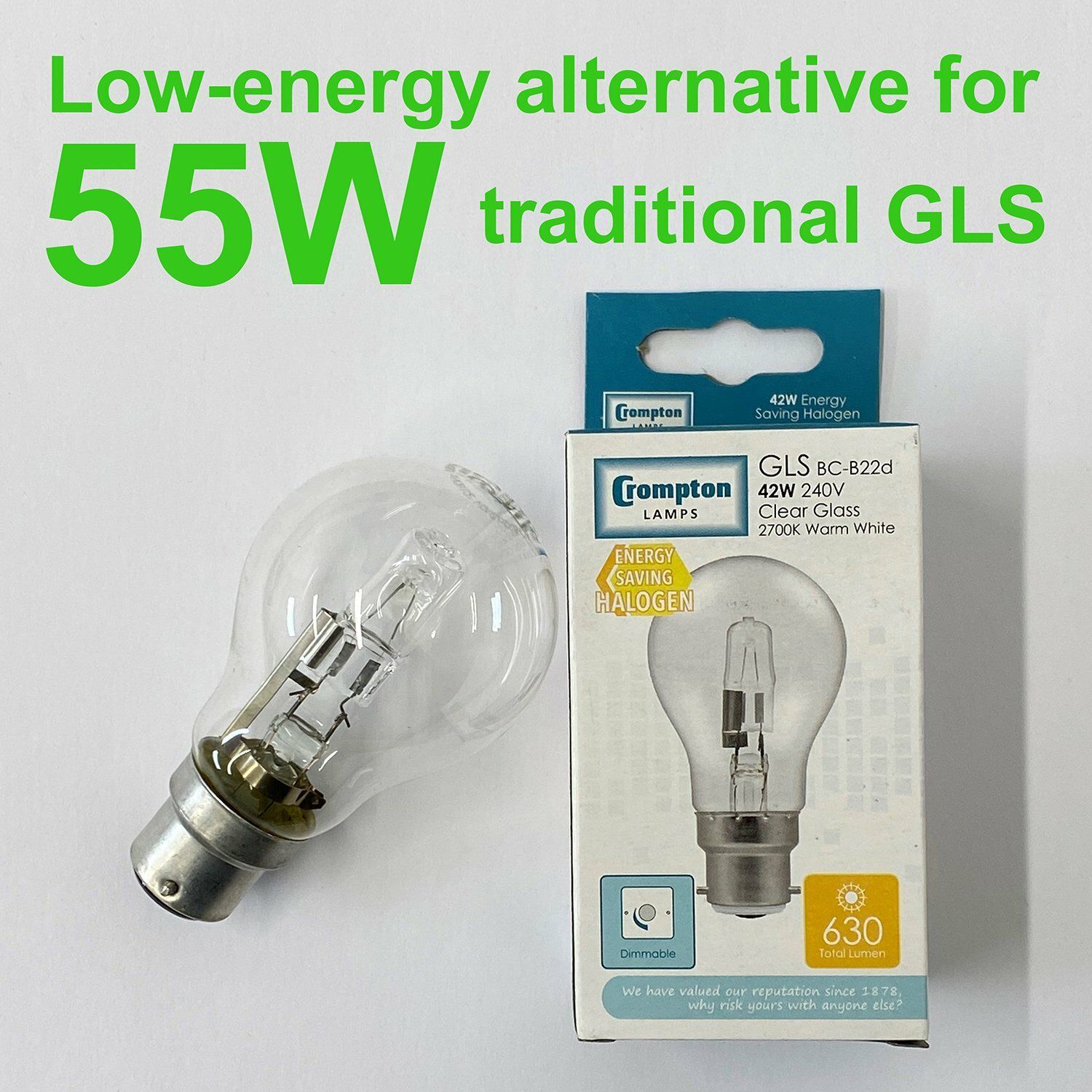 CROMPTON Energy-saving Halogen Light Bulb 42W Bajonet BC-B22d
