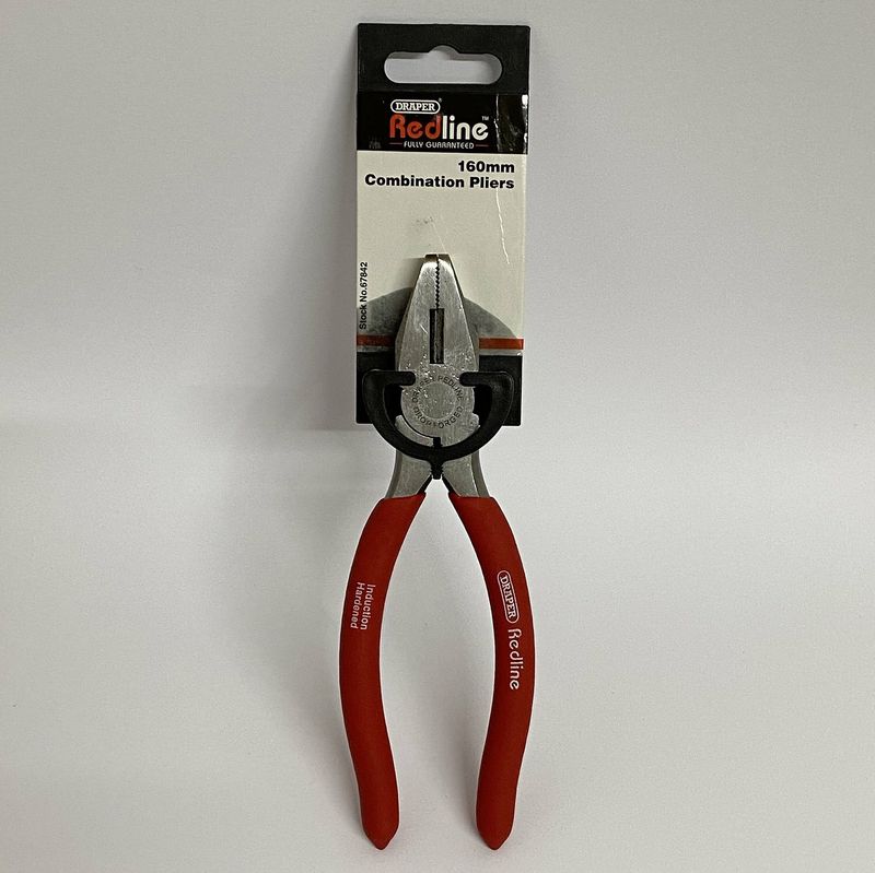 DRAPER Redline 67842 160mm Combination Pliers with PVC-dipped Handles