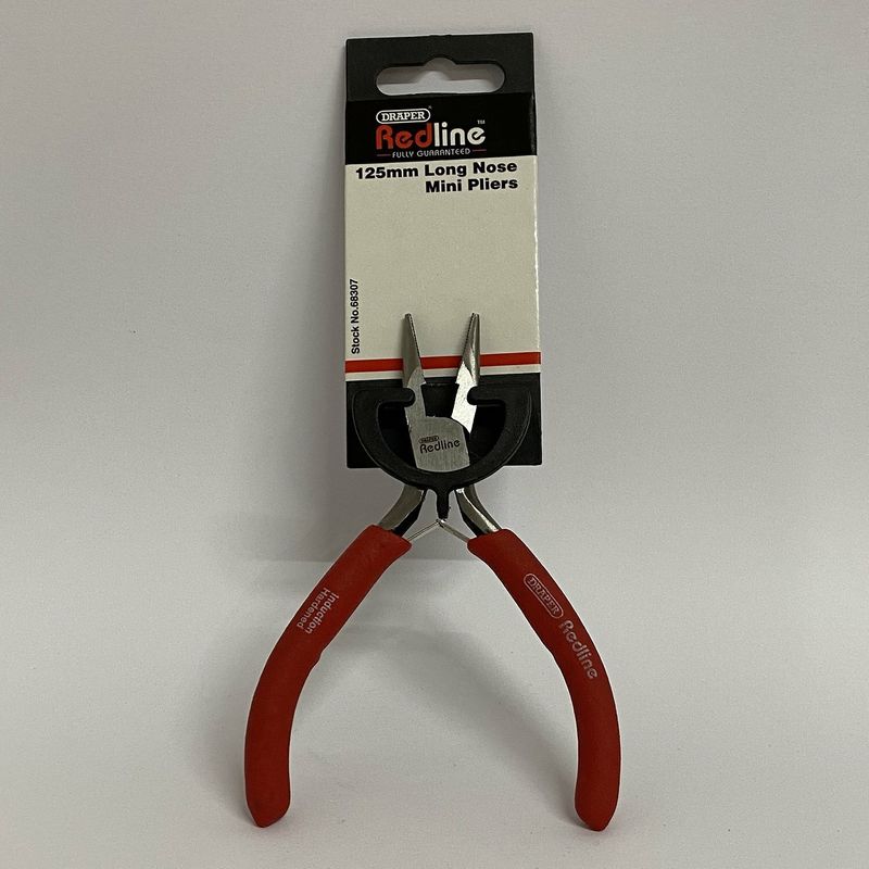 DRAPER Redline 68307 125mm Long Nose Mini Pliers with PVC-dipped Handles
