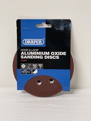 Draper Sanding Discs Hook and Loop 125mm Dia 100 Grit