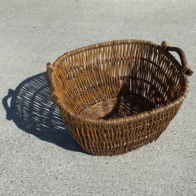 Drayton log basket with wooden handles