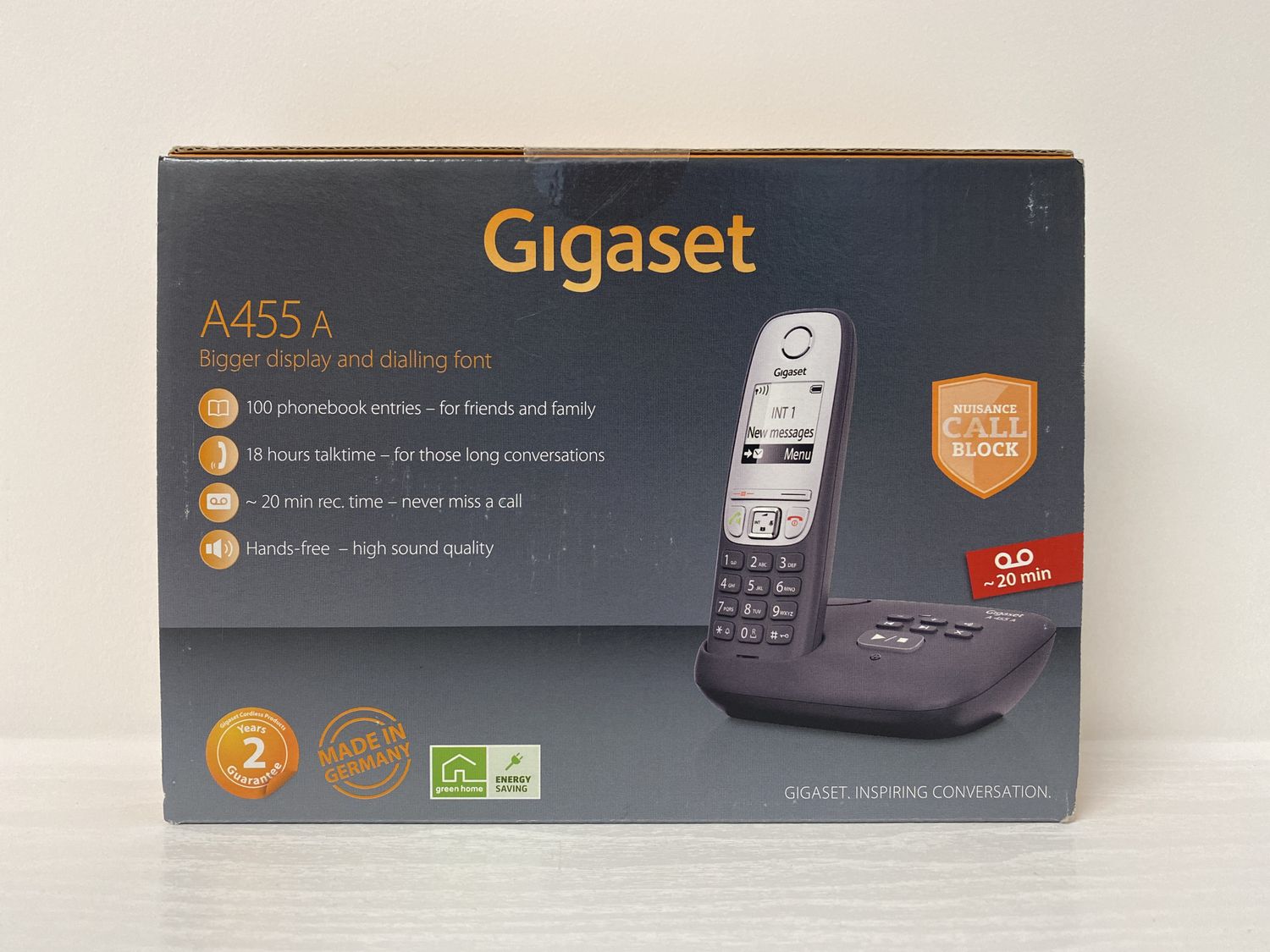 Gigaset Telephone Cordless A455A + Answering Machine 1 Handset