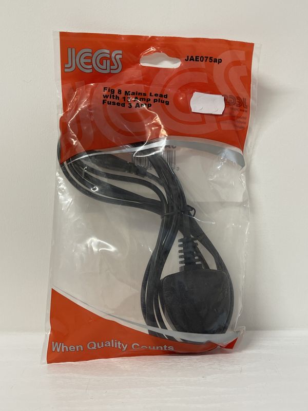 Jegs Mains Lead Fig 8 13 amp Plug