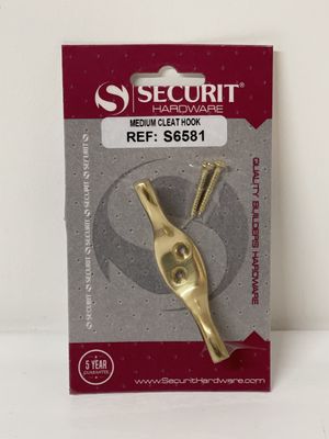 Securit Cleat Hook Brass Medium Overall Length 80mm