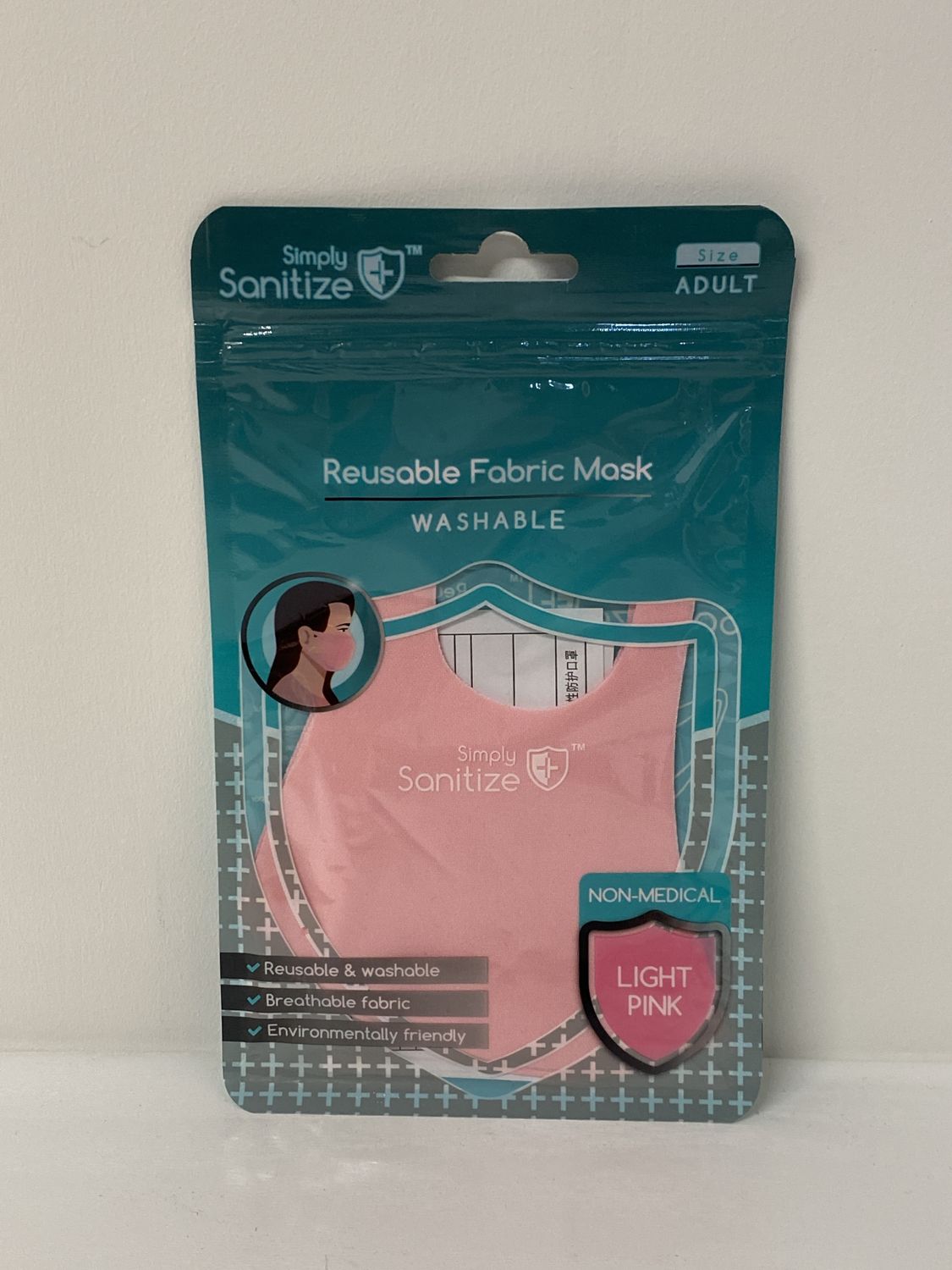 Simply Sanitize Reusable Fabric Face Mask Pink