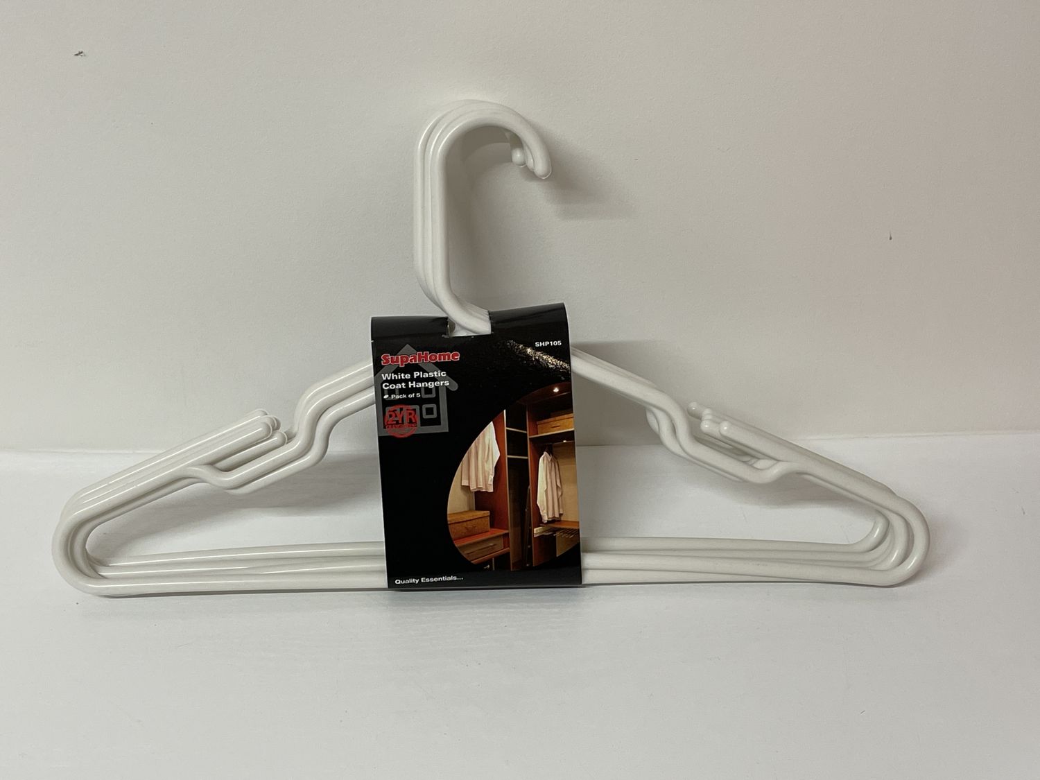 Supahome Coat Hangers White Plastic Pk 5