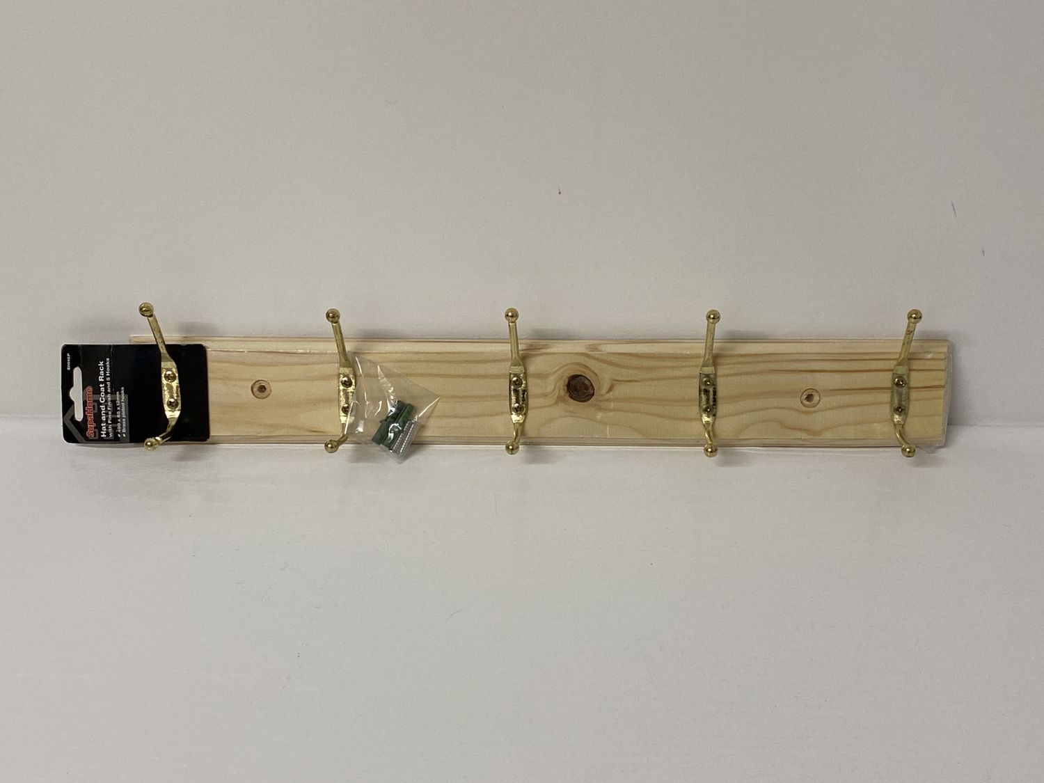 SupaHome Hat And Coat Rack 5 Hook Pine 490 x 65mm