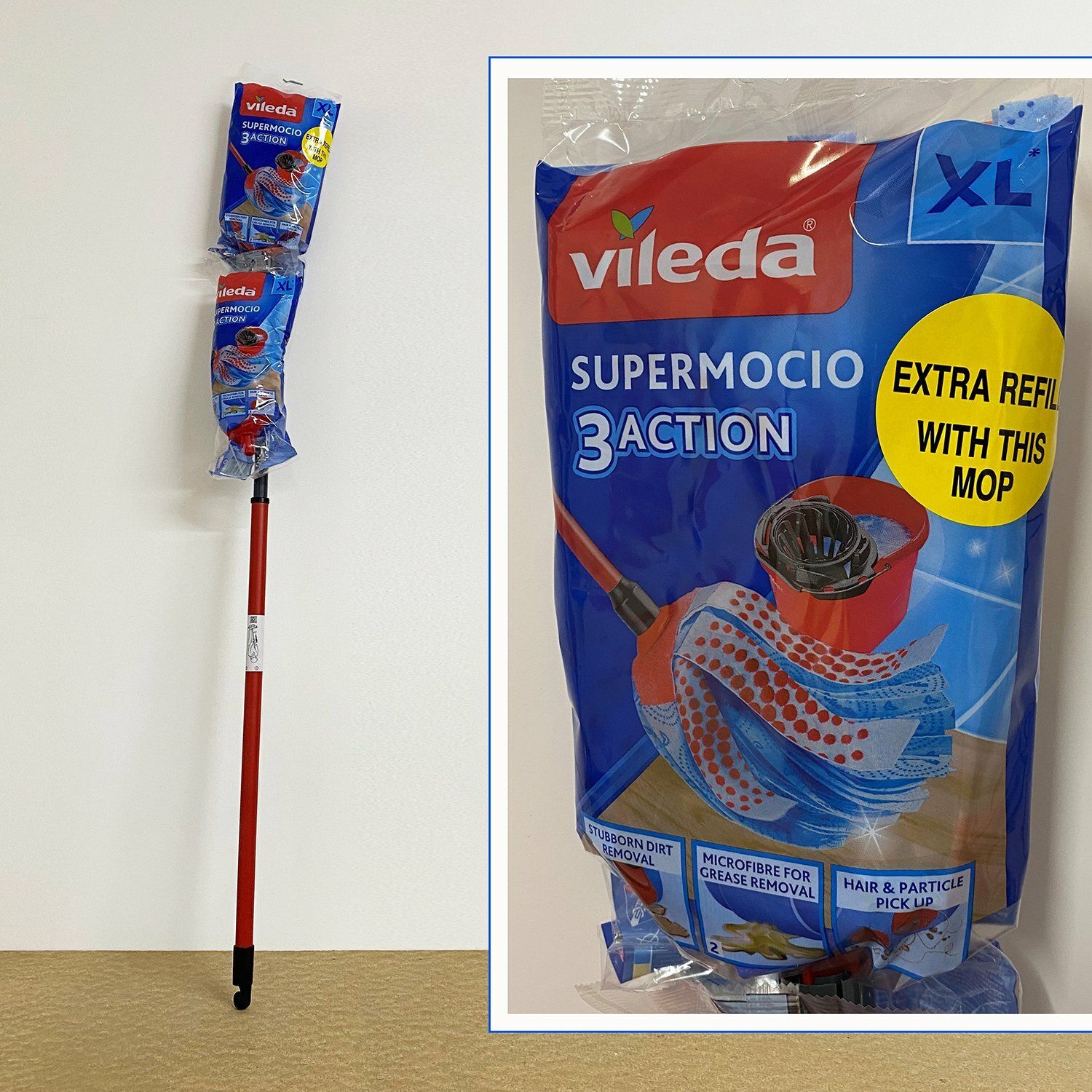 Vileda SuperMocio 3Action XL Mop - PLUS FREE REFILL